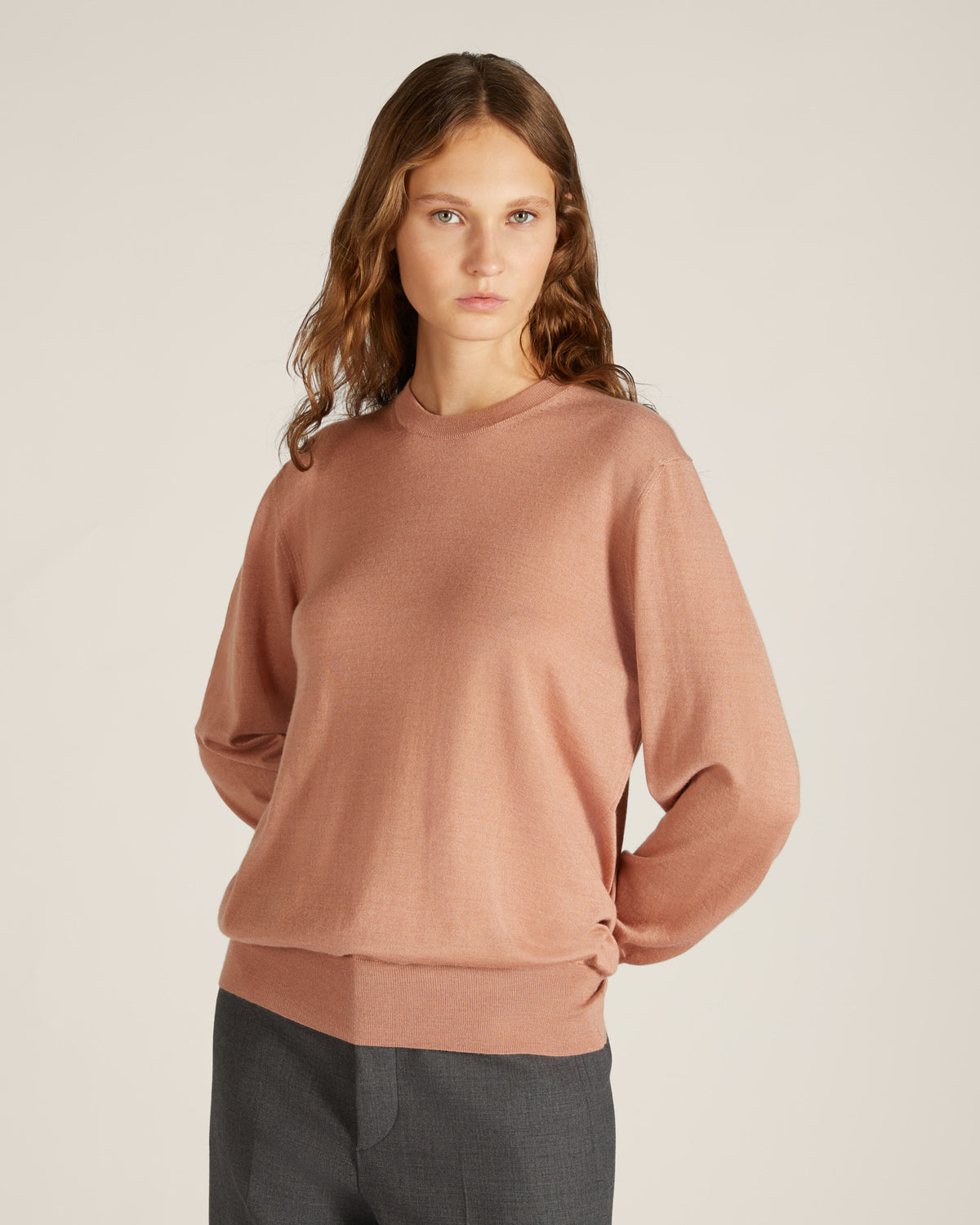 Slim fit cashmere and silk crew-neck sweater