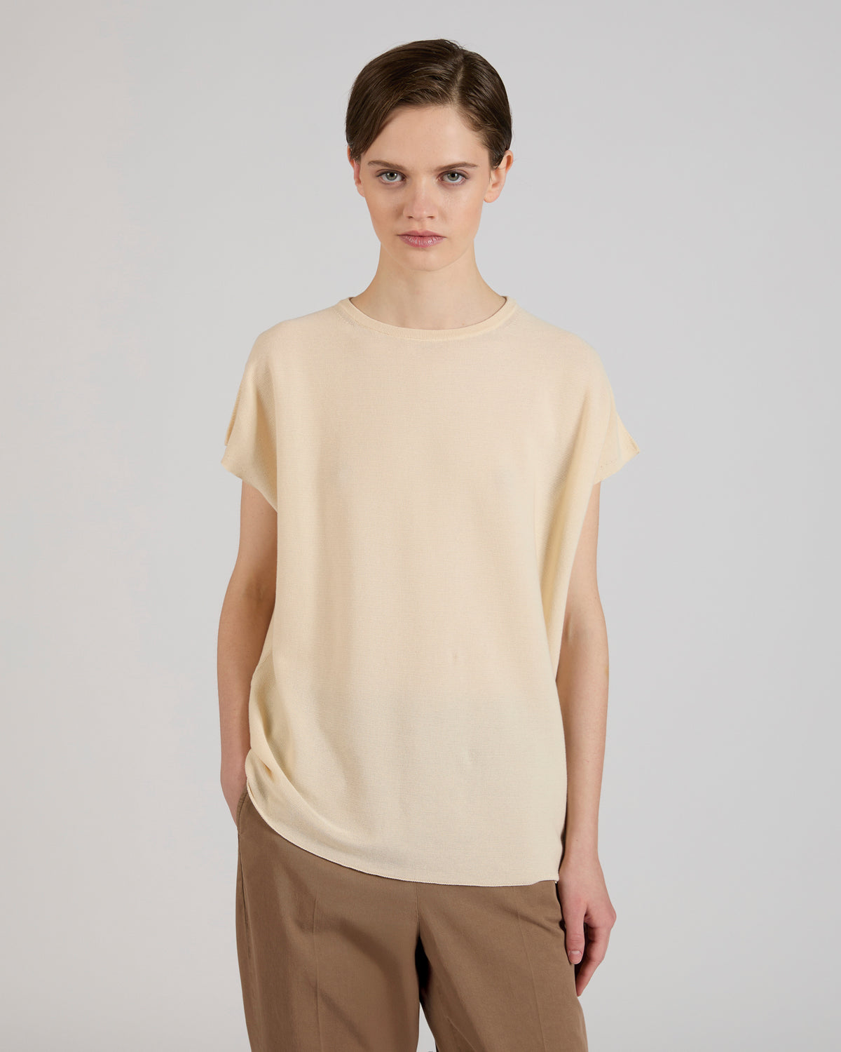 Regular fit cotton crêpe blouse