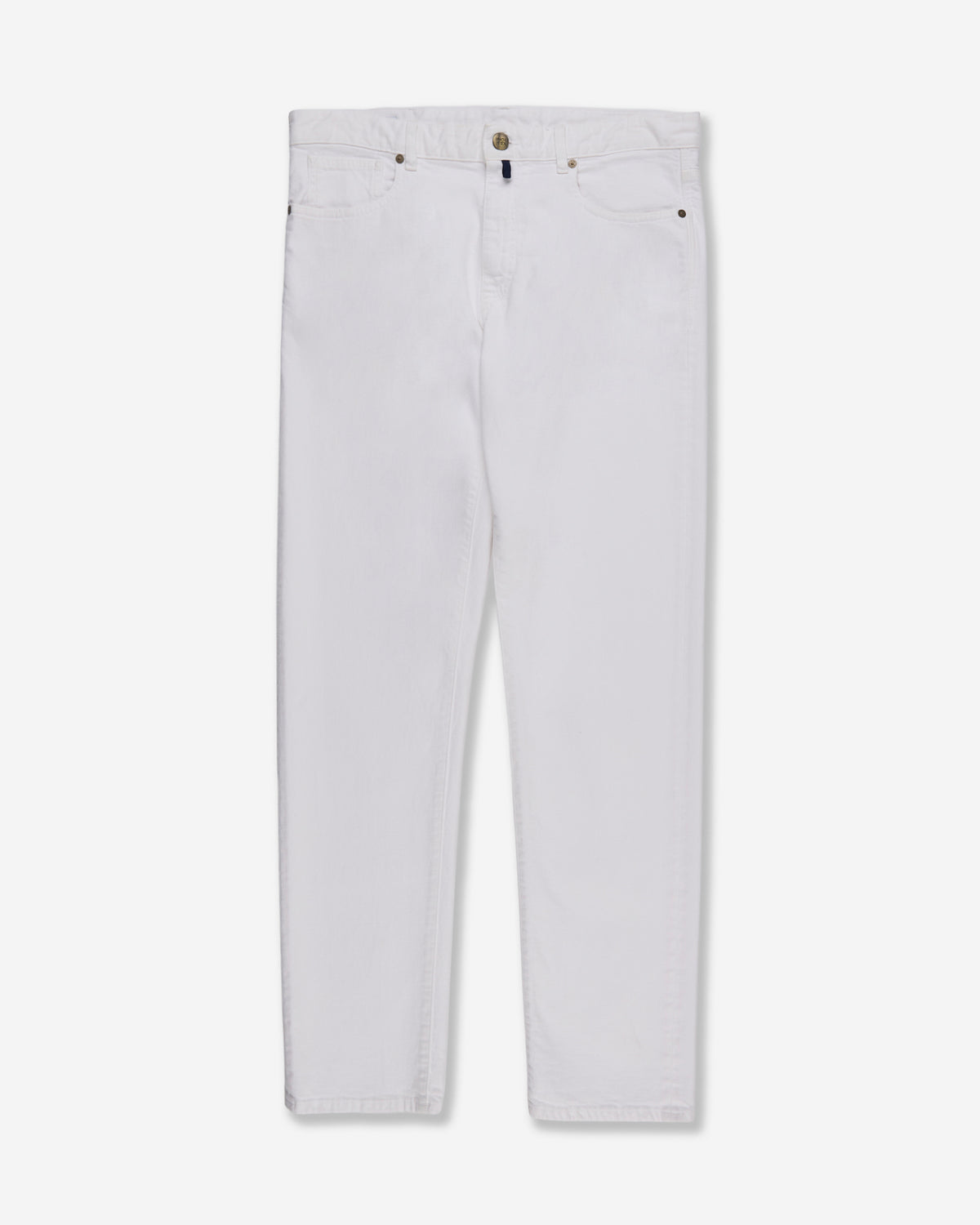 Pantalon regular fit en denim écru à liseré