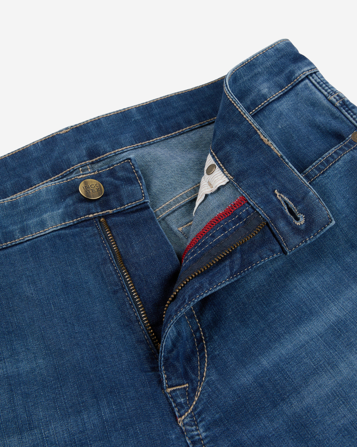 Slim fit stretch denim five-pocket trousers