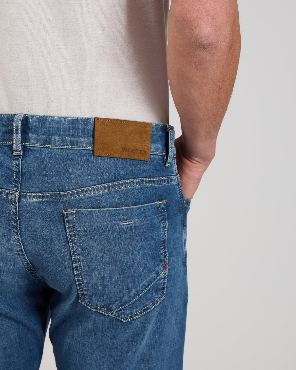 Slim fit stretch denim five-pocket trousers