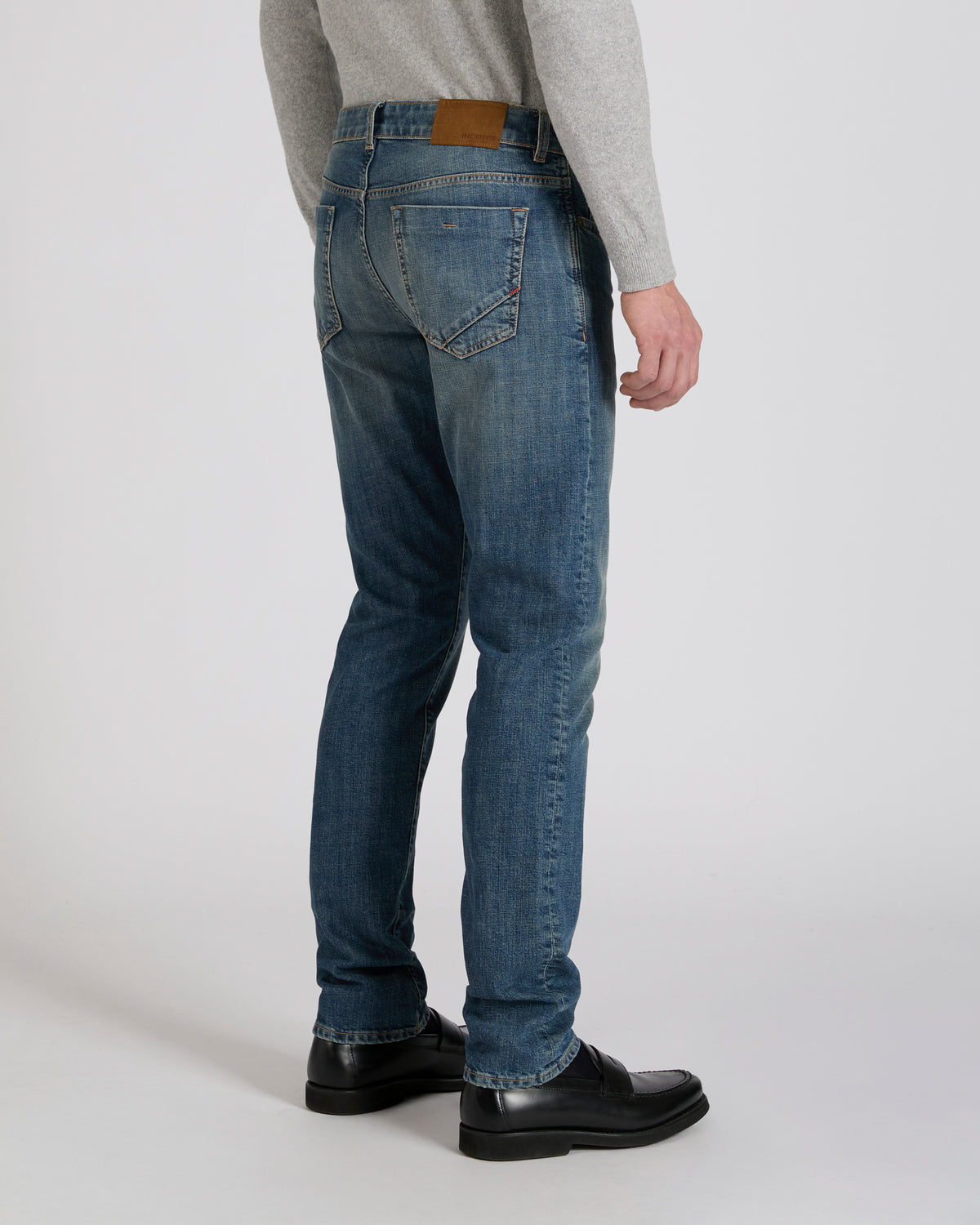 Slim fit stretch denim five-pocket trousers