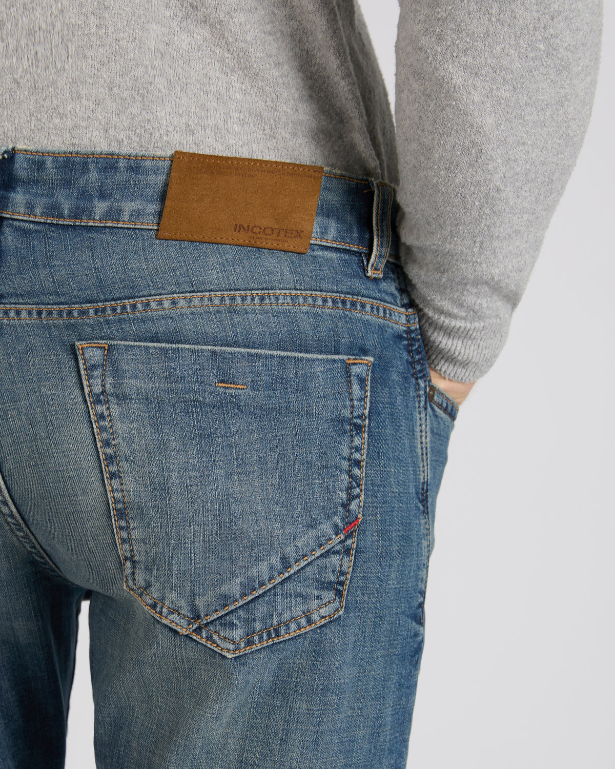 Slim fit stretch denim five-pocket trousers