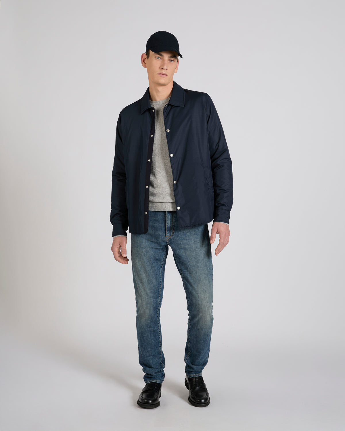 Slim fit stretch denim five-pocket trousers
