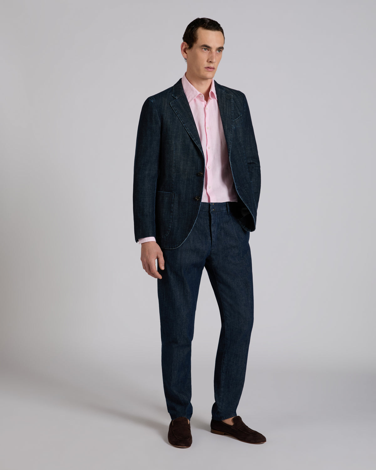 Tapered fit cotton trousers