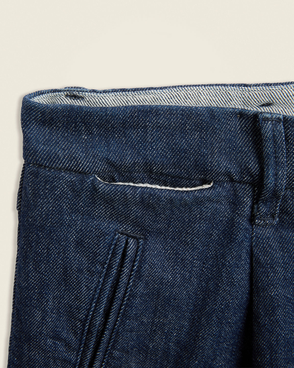 Tapered fit stretch selvedge denim trousers