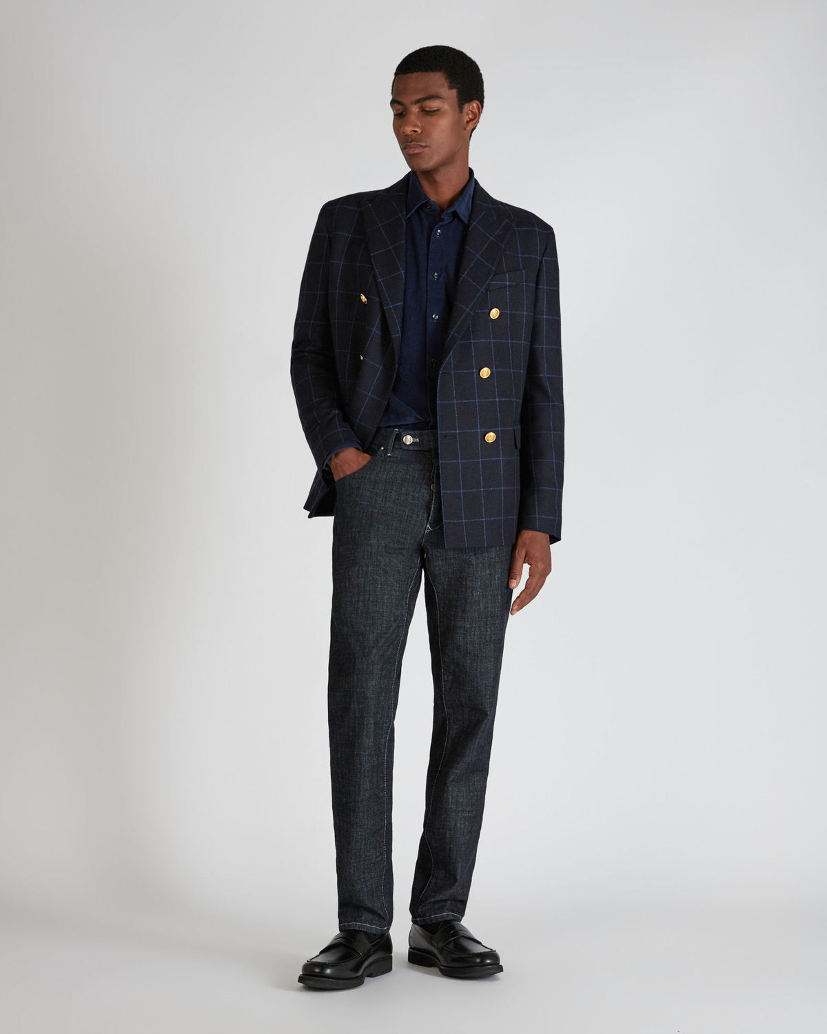 Incotex - Slim fit tailored trousers made of stretch denim - dark blue