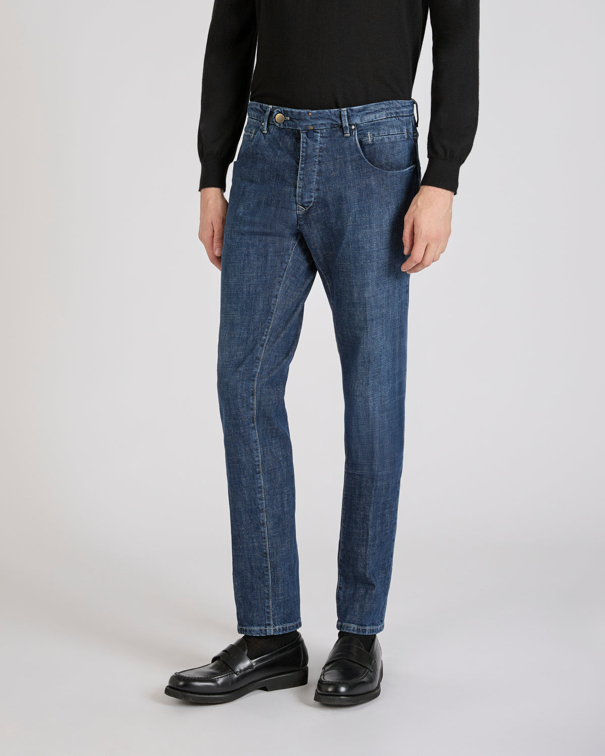 Slim fit tailored trousers in stretch denim